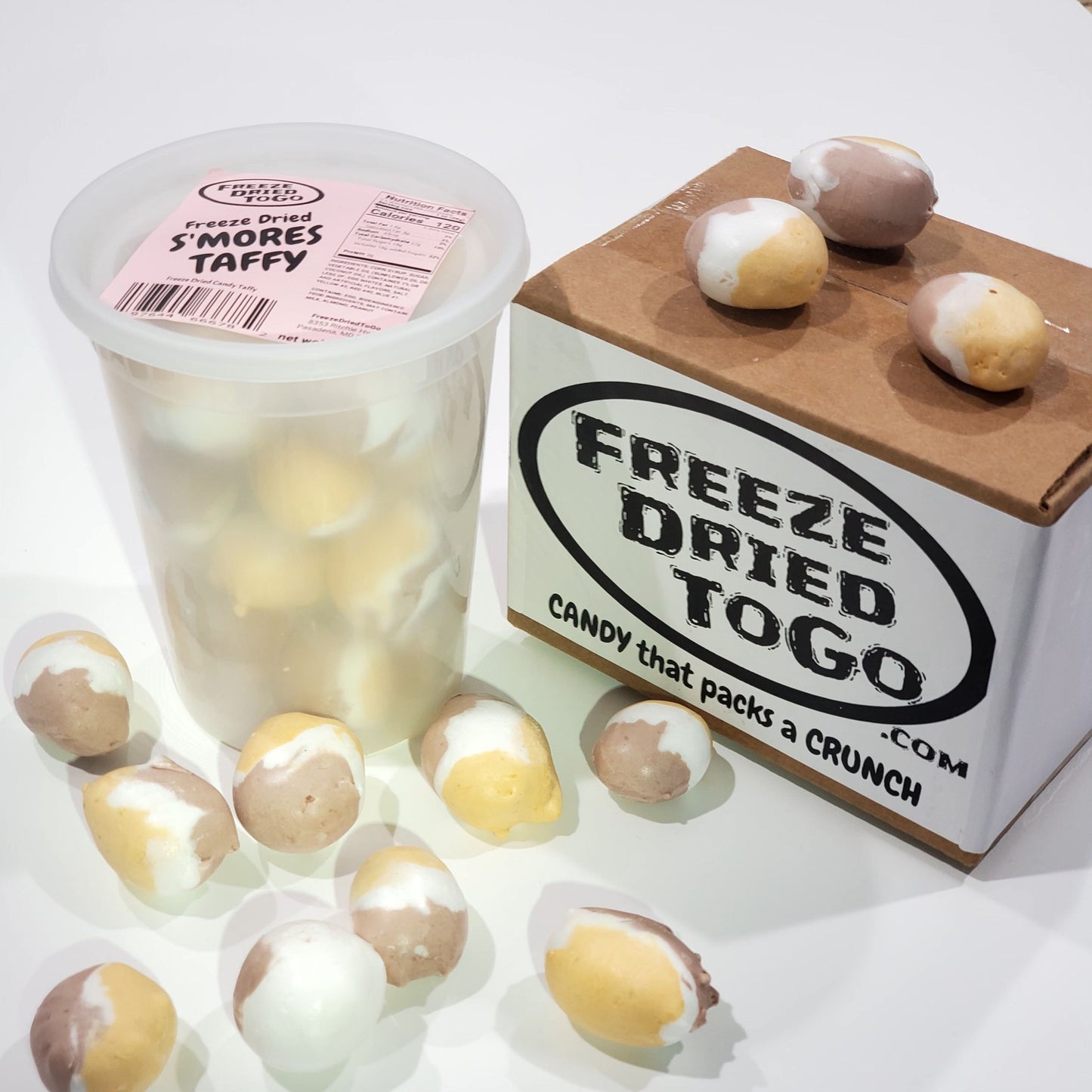 Freeze dried S'MORES TAFFY candy in quart container - FreezeDriedToGo